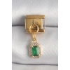 316L Çelik Gold Renk Sallantı Kare Yeşil Zirkon Taşlı Nomination Charm - TJ-BC1352
