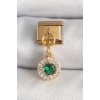 316L Çelik Gold Renk Sallantı Yeşil Zirkon Taşlı Nomination Charm - TJ-BC1344