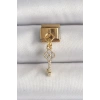 316L Çelik Gold Renk Sallantı Zirkon Taşlı Anahtar Model Nomination Charm - TJ-BC1338