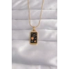 316L Çelik Gold Renk Siyah Mineli Yıldız Figür Tarot Kolye TJ-BKO9028