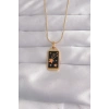 316L Çelik Gold Renk Siyah Mineli Yıldız Figür Tarot Kolye - TJ-BKO9028