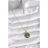 316L Çelik Gold Renk Siyah Şans Kolyesi - TJ-BKO9547