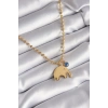 316L Çelik Gold Renk Top Zincir Model Fil Figür Nazar Boncuk Detay Kadın Kolye - TJ-BKO8342