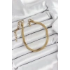316L Çelik Gold Renk Yassı Zincir Model Kadın Bileklik - TJ-BB7086