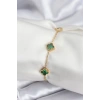 316L Çelik Gold Renk Yeşil Baby Boy Yonca Kadın Bileklik - TJ-BB7944