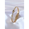 316L Çelik Gold Renk Yılan Model Zirkon Taş Detay Kadın Kelepçe - TJ-BB5054