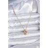 316L Çelik Gold Renk Zincir Pembe Kristal Kalp Model Zirkon Taş Detay Kadın Kolye - TJ-BKO7747