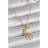 316L Çelik Gold Renk Zincir Zirkon Taşlı Hilal Model Sallantı Yaprak Detay Kadın Kolye - TJ-BKO9650