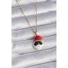 316L Çelik Gold Renk Zincir Zirkon Taşlı Noel Baba Figür Kadın Kolye - TJ-BKO9445