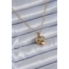 316L Çelik Gold Renk Zirkon Detay Kalp Model Kadın Kolye - TJ-BKO7626