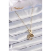 316L Çelik Gold Renk Zirkon Taşlı Ay Yıldız  Model Charm Model Kadın Kolye - TJ-BKO9312