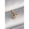 316L Çelik Gold Renk Zirkon Taşlı Çiçek Model Tragus Piercing - TJ-PR1282