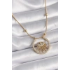 316L Çelik Gold Renk Zirkon Taşlı Göz Model Kadın Kolye - TJ-BKO9404