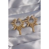 316L Çelik Gold Renk Zirkon Taşlı Güneş Figürlü Küpe - TJ-BKP9063