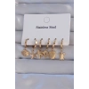 316L Çelik Gold Renk Zirkon Taşlı Hayvan Figürlü Deniz Yıldızı Model Halka Küpe Seti - TJ-BKP9155