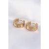 316L Çelik Gold Renk Zirkon Taşlı Minimal Model Halka Küpe - TJ-BKP9007