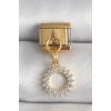 316L Çelik Gold Renk Zirkon Taşlı Sallantı Güneş Model Nomination Charm - TJ-BC1353