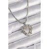 316L Çelik Gümüş Renk İtalyan Zincir Mix Renk Zirkon Taş Detay Kalp Model Kadın Kolye - TJ-BKO9600