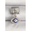 316L Çelik Gümüş Renk Nazar Boncuk Detaylı Göz Model Nomination Charm - TJ-BC1216