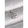 316L Çelik Gümüş Renk Pembe Zirkon Taşlı Kalp Tragus Piercing - TJ-PR1235