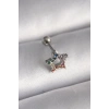 316L Çelik Gümüş Renk Renkli Zirkon Taşlı Yıldız Model Tragus Piercing - TJ-PR1355
