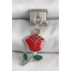 316L Çelik Gümüş Renk Sallantı Kırmızı Gül Model Nomination Charm - TJ-BC1379