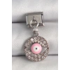 316L Çelik Gümüş Renk Sallantı Zirkon Taşlı Pembe Göz Model Nomination Charm - TJ-BC1373