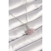 316L Çelik Gümüş Renk Zincir Pembe Zirkon Taşlı Kuğu Model Kadın Kolye - TJ-BKO8401