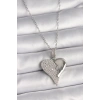 316L Çelik Gümüş Renk Zincir Zirkon Taşlı Kırık Kalp Model Kadın Kolye - TJ-BKO9756