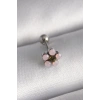 316L Çelik Gümüş Renk Zirkon Taşlı Çiçek Tragus Piercing - TJ-PR1277