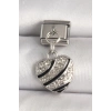 316L Çelik Gümüş Renk Zirkon Taşlı Kalp Model Nomination Charm - TJ-BC1316