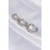 316L Çelik Gümüş Renk Zirkon Taşlı Model 3lü Halka Küpe - TJ-BKP9008