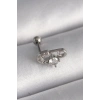 316L Çelik Gümüş Renk Zirkon Taşlı Toplu İğne Tragus Piercing - TJ-PR1275
