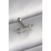 316L Çelik Gümüş Renk Zirkon Taşlı Yonca Tragus Piercing - TJ-PR1255