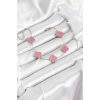 316L Çelik Gümüş Zincir Pembe Renk Yonca Bileklik - TJ-BB7909