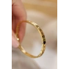 316L Çelik Roma Rakamlı Gold Renk Bilezik Kelepçe - TJ-BB3565