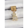 316L Çelik Sallantılı Zirkon Taşlı Ayıcık Model Gold Renk Nomination Charm - TJ-BC1432