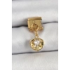 316L Çelik Sallantılı Zirkon Taşlı İstiridye Model Gold Renk Nomination Charm - TJ-BC1426