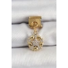 316L Çelik Sallantılı Zirkon Taşlı Kalp Detaylı Yıldz Model Gold Renk Nomination Charm - TJ-BC1415