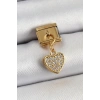 316L Çelik Sallantılı Zirkon Taşlı Kalp Model Gold Renk Nomination Charm - TJ-BC1401