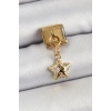 316L Çelik Sallantılı Zirkon Taşlı Yıldız Model Gold Renk Nomination Charm - TJ-BC1402