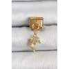 316L Çelik Sallantılı Zirkon Taşlı Yunus Balığı Model Gold Renk Nomination Charm - TJ-BC1407