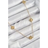 316L Çelik Yonca Model Gold Renk Kadın Kolye - TJ-BKO10378