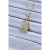 316L Çelik Zincir Altın Renk Mavi Mineli Tarot Kolye - TJ-BKO9211