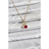 316L Çelik Zincir Gold Renk Kiraz Model Zirkon Taşlı Kadın Kolye - TJ-BKO10854