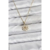 316L Çelik Zincir Gold Renk Lotus Model Zirkon Taşlı Kadın Kolye - TJ-BKO10835