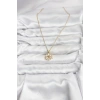 316L Çelik Zincir Gold Renk Lotus Model Zirkon Taşlı Kadın Kolye - TJ-BKO10835