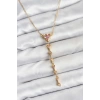 316L Çelik Zincir Gold Renk Pembe Kalp Kadın Kolye - TJ-BKO10820