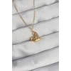 316L Çelik Zincir Gold Renk Renkli Zirkon Taşlı Kalp Kolye - TJ-BKO8905
