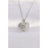 316L Çelik Zincir Gümüş Renk Zirkon Taşlı Kalp Kolye - TJ-BKO8623